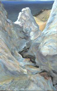 view from within white cliff crevasse painting