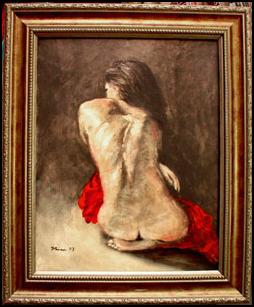 Back, oil nude on paper